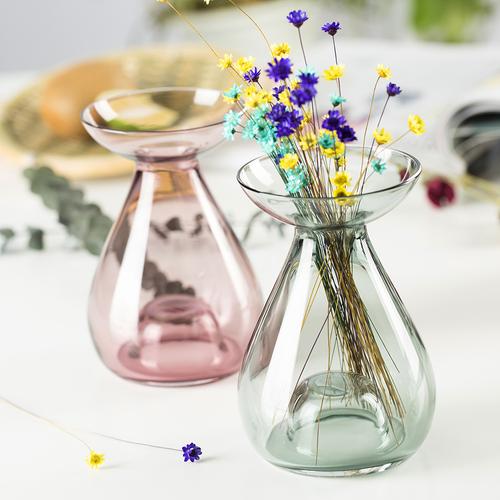 北欧简约创意彩色玻璃花瓶个性家居用品水培家用餐桌摆件定制logo